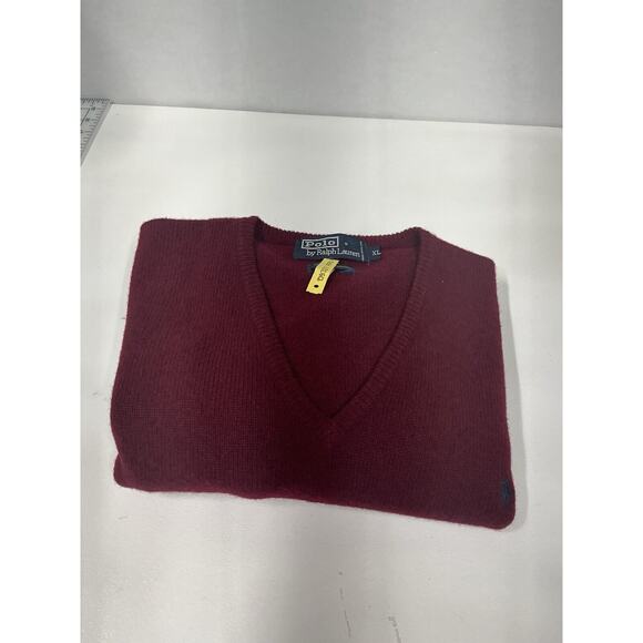 Vtg Polo Ralph Lauren Lambswool V-Neck Sweater Mens Size XL Maroon - Picture 11 of 14